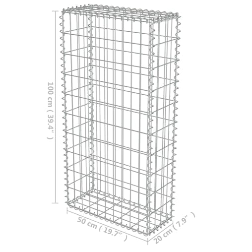 NNEVL Gabion Wall with Covers Galvanised Steel 50x20x100 cm