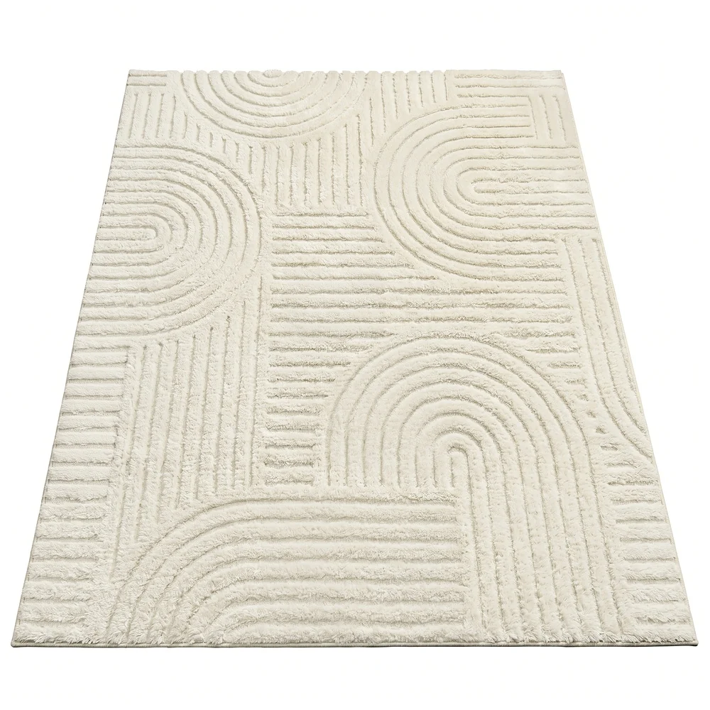 Tapis de salon géométrique à relief lavable