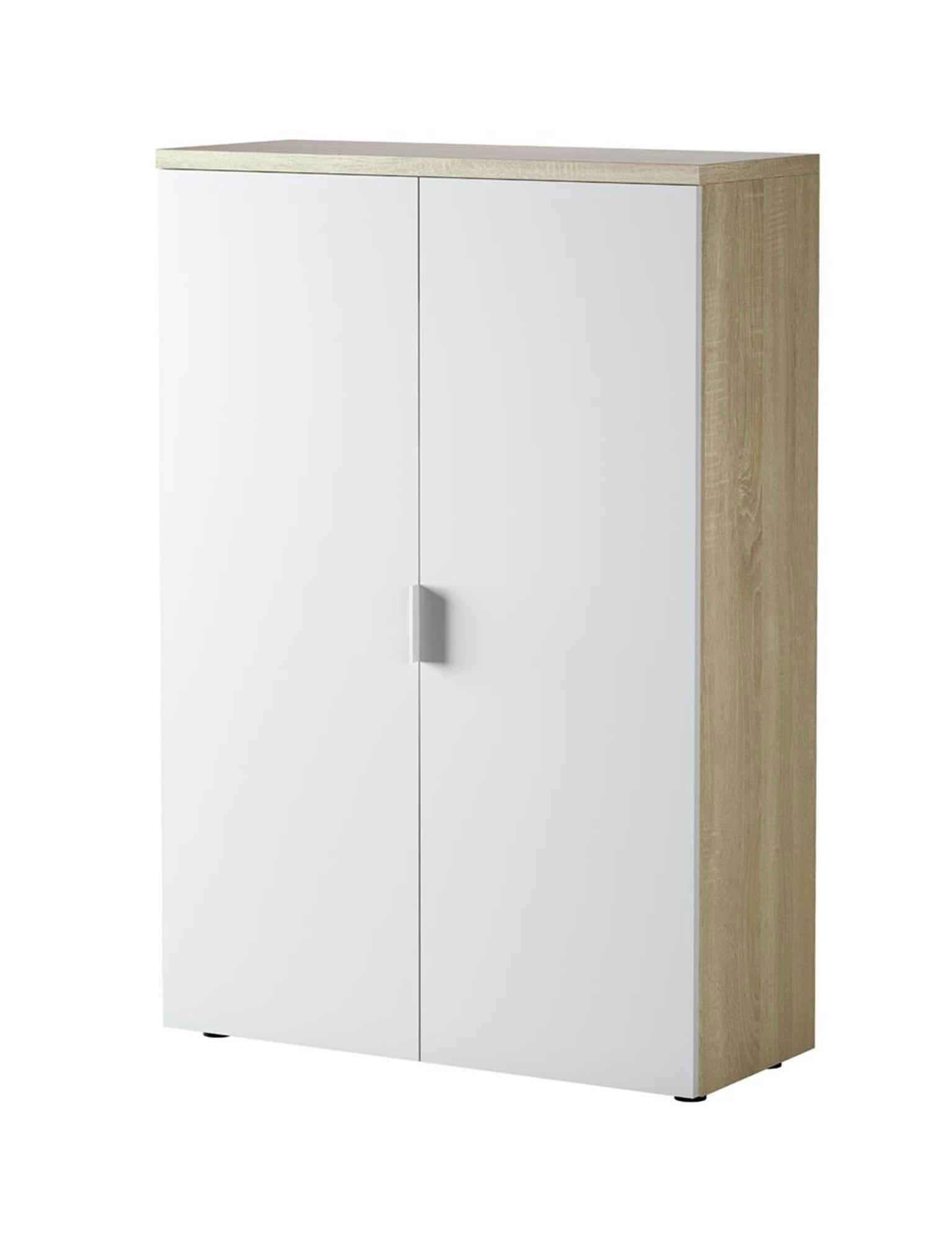 PLANO - Armoire polyvalente à 2 portes effet chêne et bois blanc