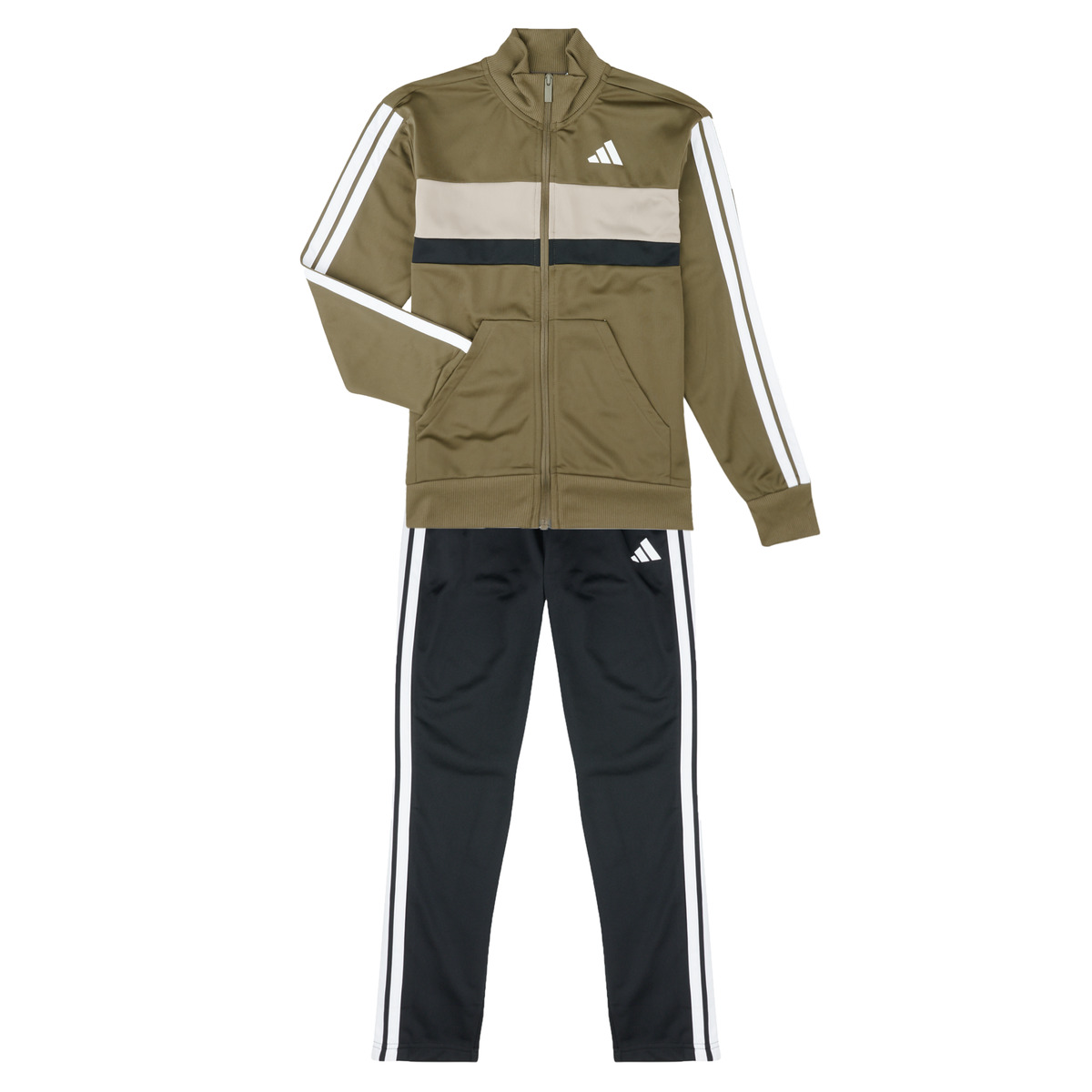 adidas - Seasonal Essentials Tiberio 3-Stripes Tricot Track Suit Kids - Green / Black