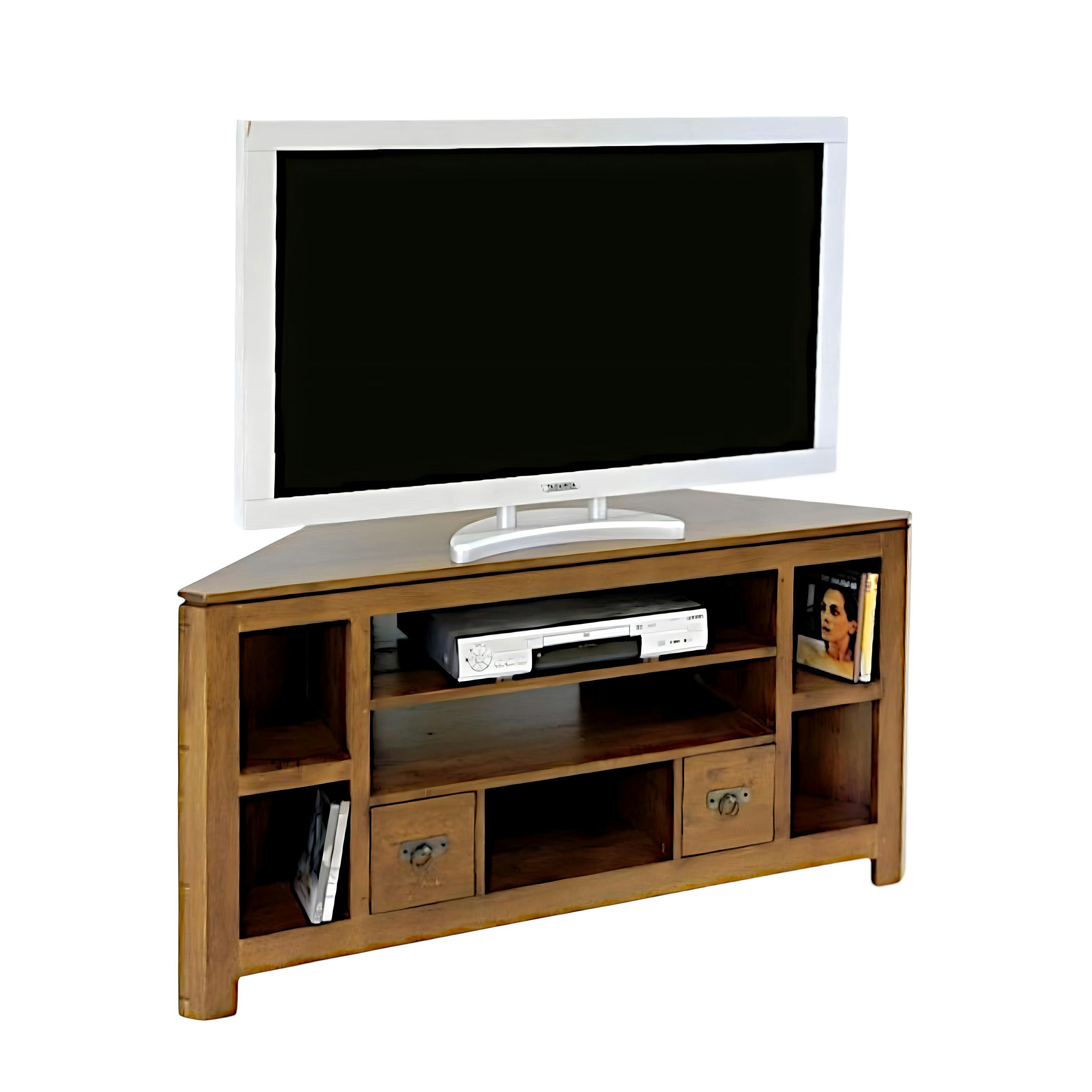 Meuble TV d'angle bois massif HELENA
