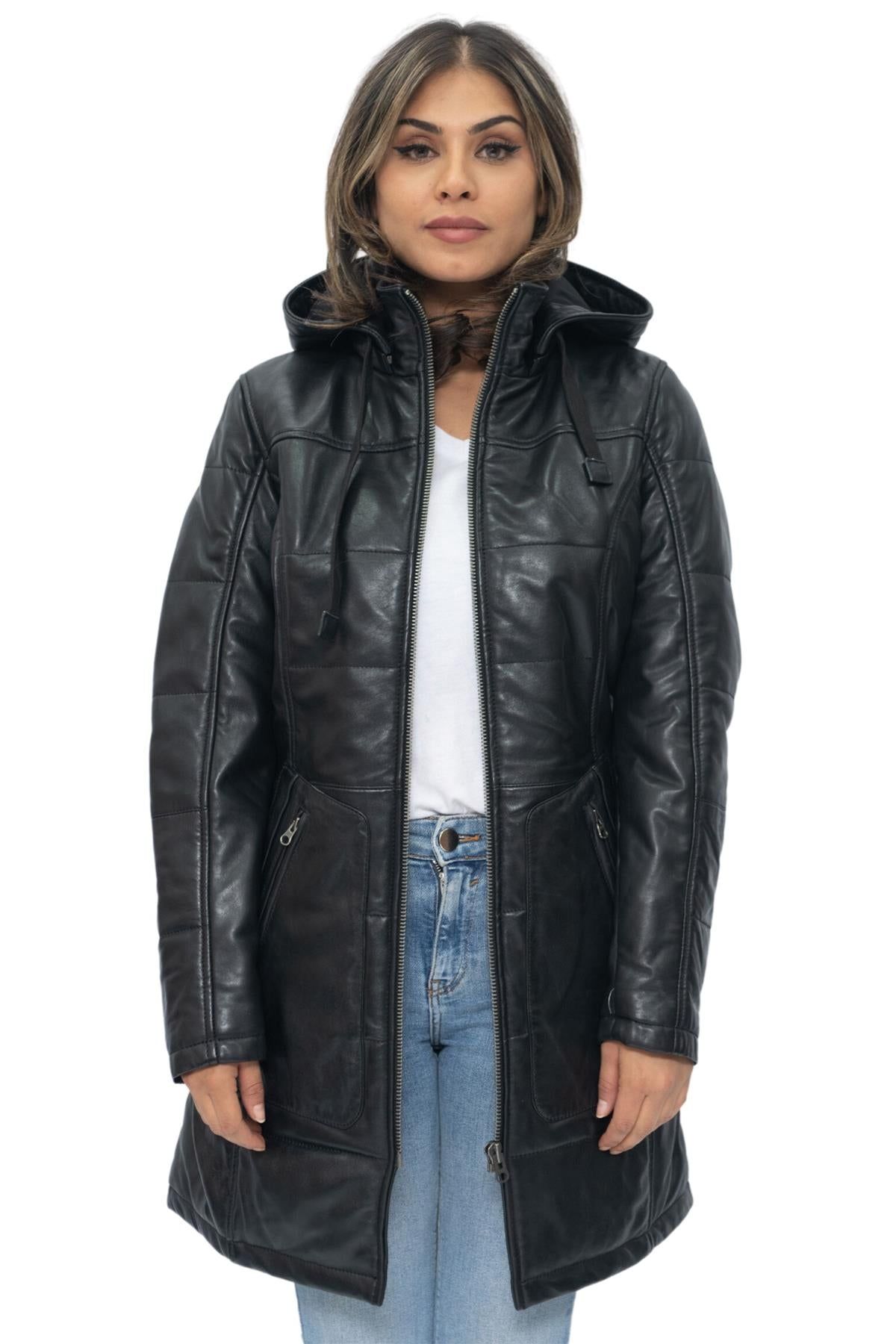 Infinity Leather Leather Quilted Parka Coat-Allentown