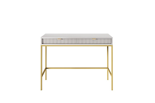 Coiffeuse : 2 tiroirs, gris, or, 104 x 78 x 50 cm