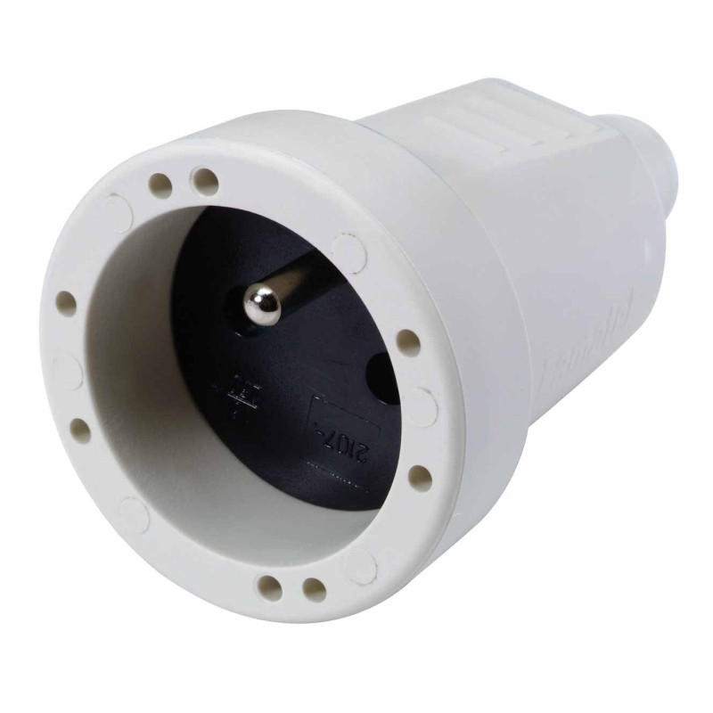 Fiche PVC 16A 2P T femelle blanc PROFILE