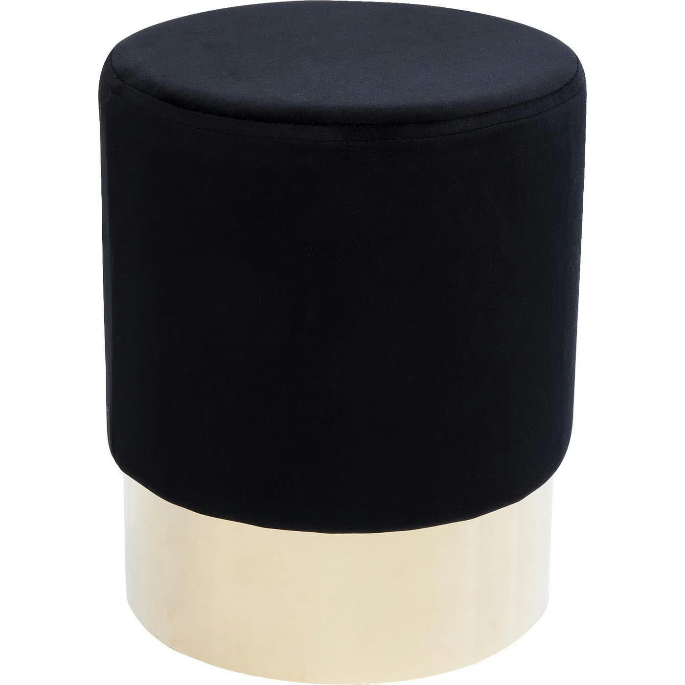 CHERRY - Tabouret en velours noir et acier doré