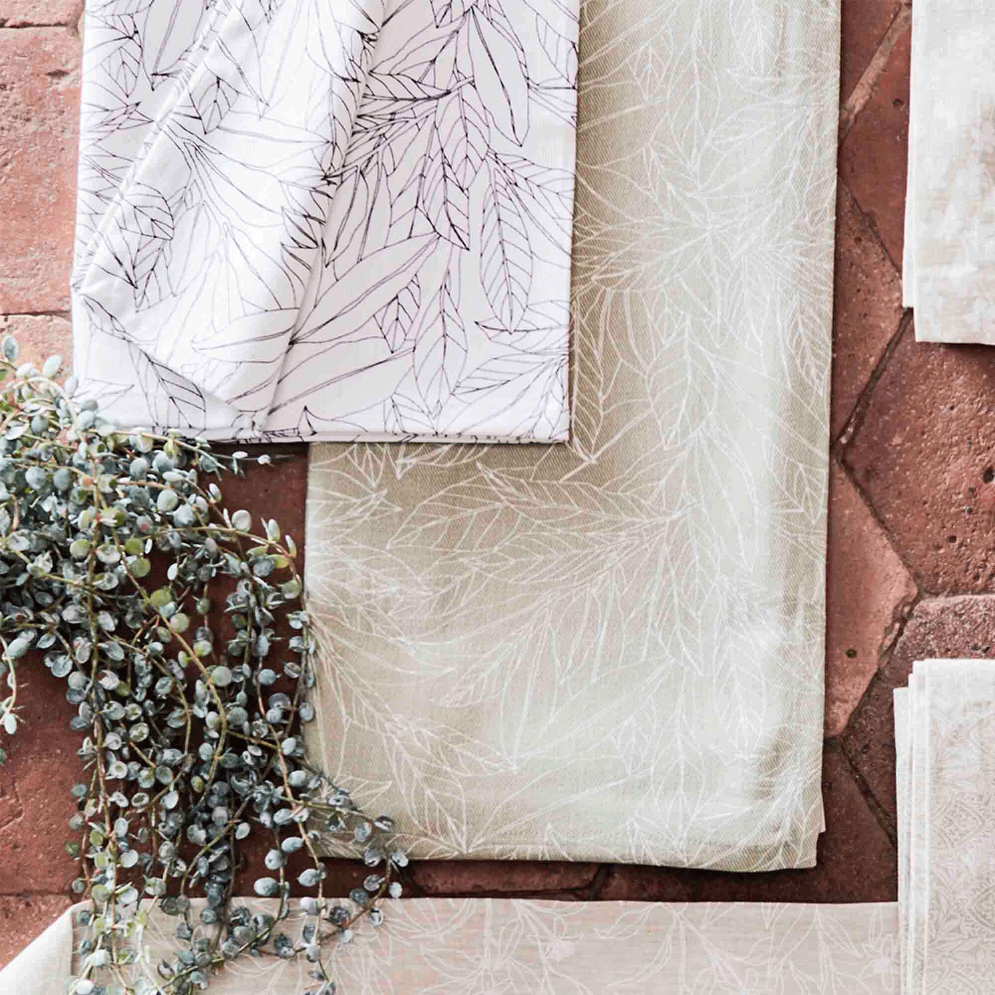 LAURIER - Gamme de linge de table en coton à motif laurier