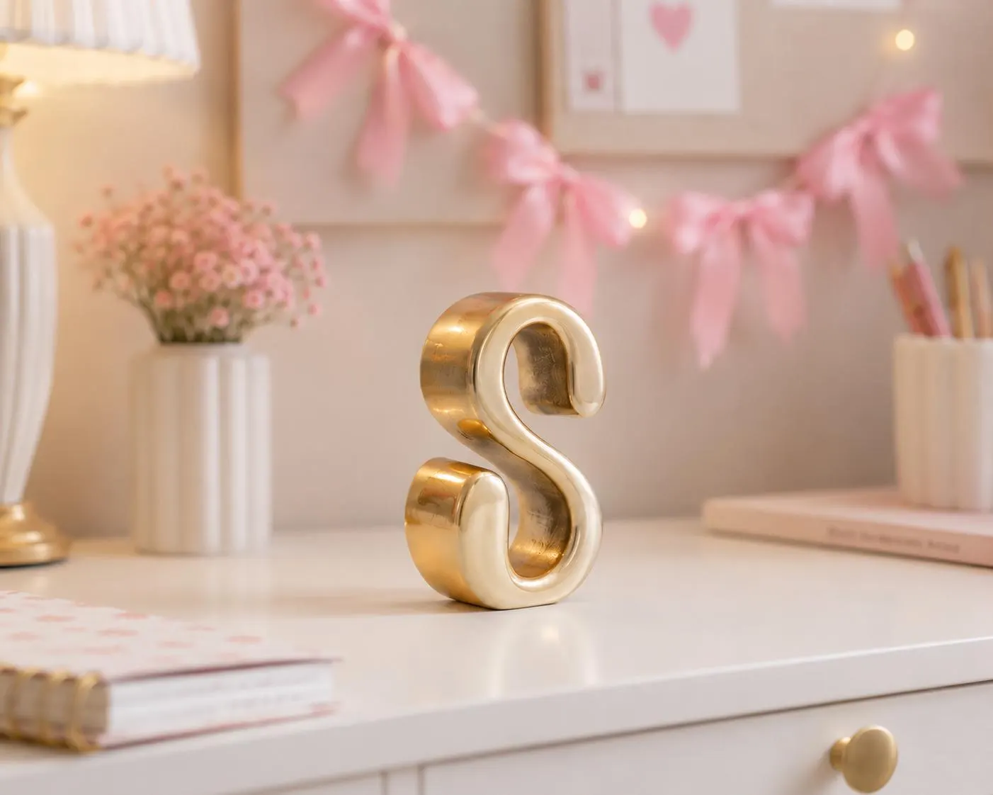 Gold free standing letter / dorm decor / roomie gift / girls room / shabby chic / decorations / bedroom / dorm / cute / dorm decorations