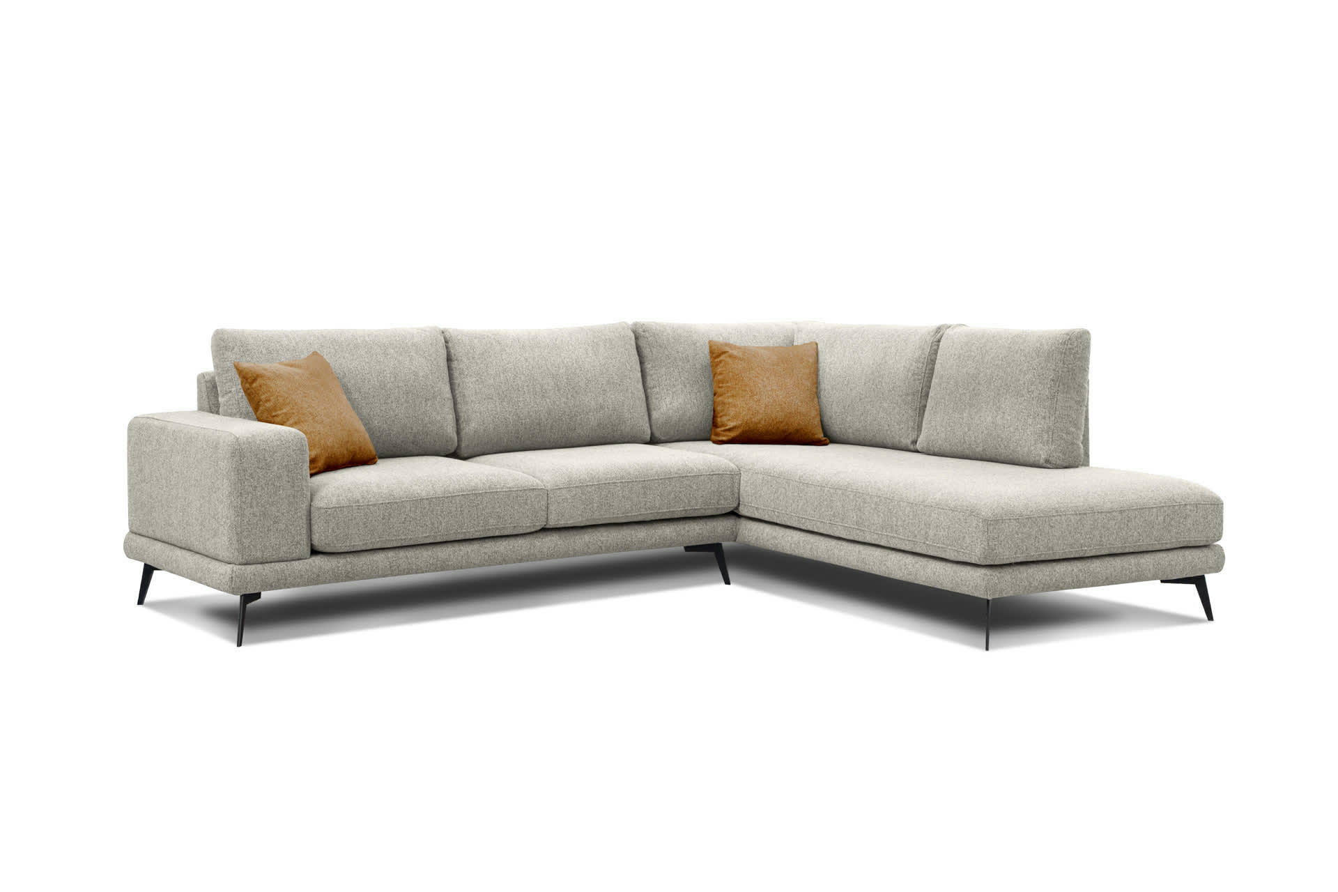 MEDIOLANE - Canapé d'angle droit 5 places tissu beige