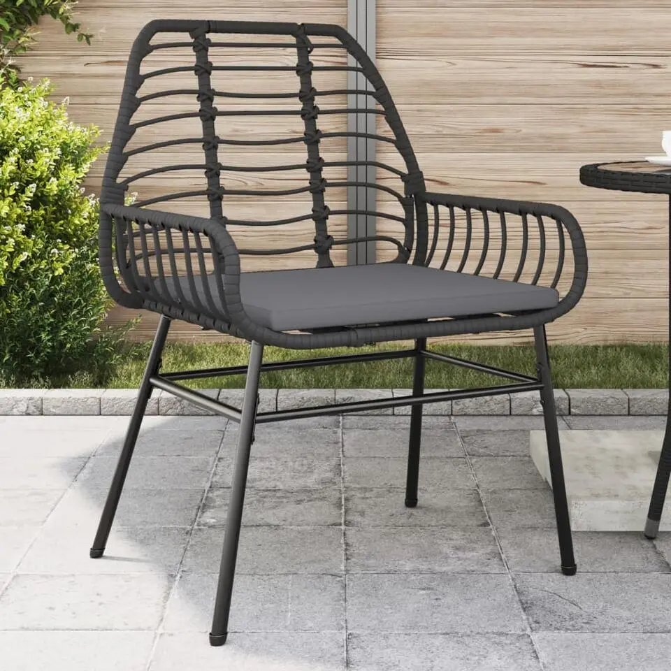 vidaXL - Tuinstoelen met kussens - Zwart - Poly rattan - 2 stuks