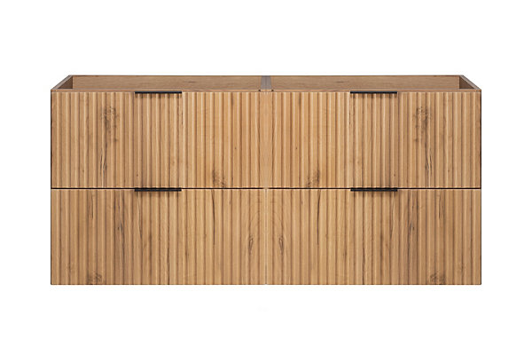 Meuble vasque, Chêne Craft, 120 (2 x 60) x 57 x 46 cm, poignée noire, sans plateau
