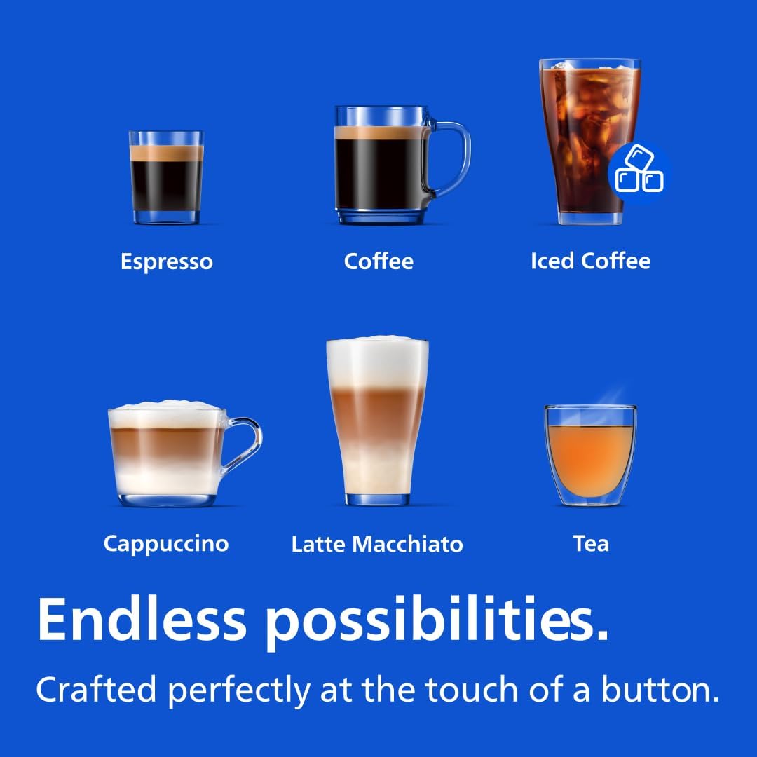 Philips 3300 Series Fully Automatic Espresso Machine with LatteGo Milk System and integrated grinder, 6 Hot & Iced Coffee Pre-Sets, 40% Quieter SilentBrew, 15-Bar Pressure, Glossy Black (EP3341/50)