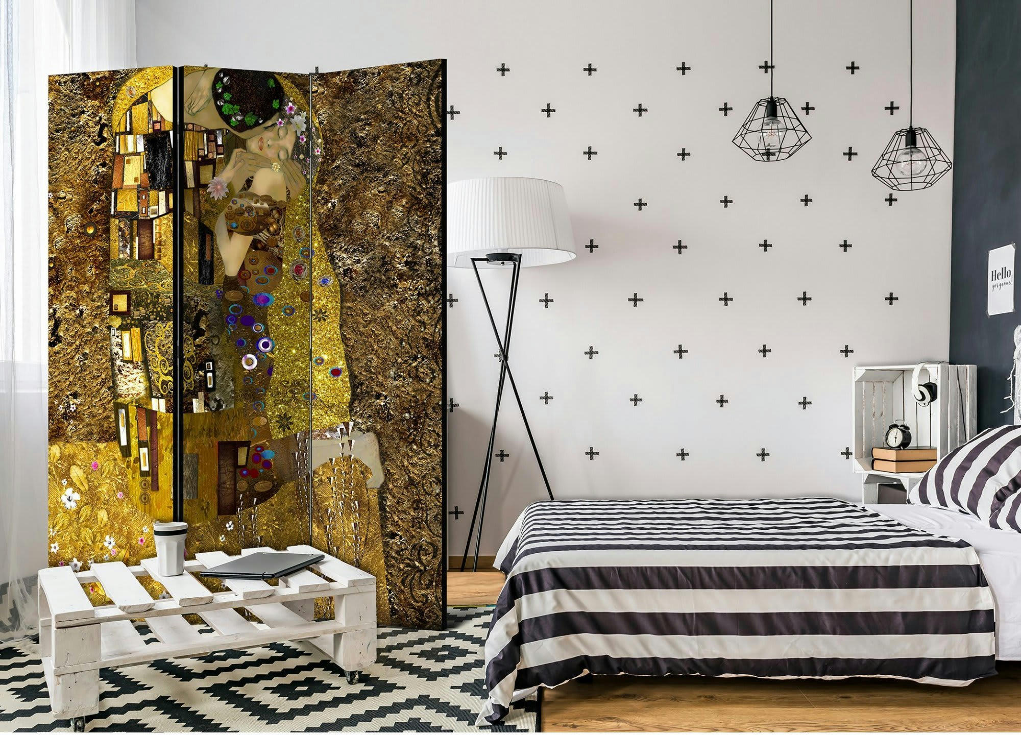 GOLDEN KISS - Paravent trompe l'œil Toile intissée Bronze