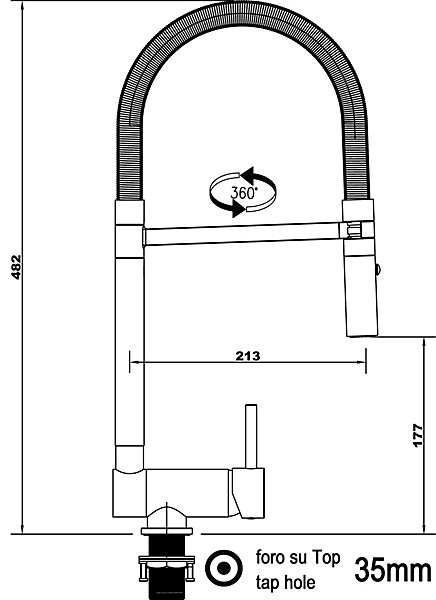 Mitigeur de cuisine Rabattable Sous Fenêtre 6 cm Chromé Robinet Bec Blanc Orientable Et Douchette 2 Jets Détachable