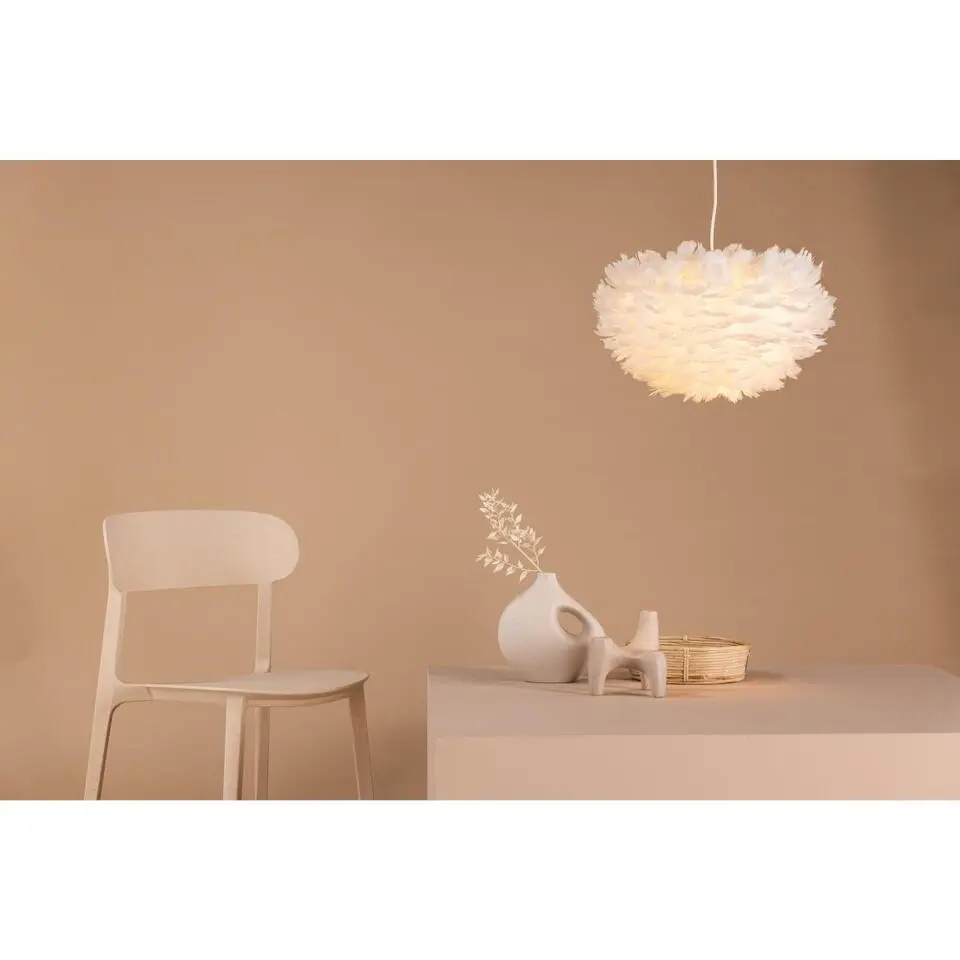 Svea - Rumi ronde hanglamp - ? 45 cm - witte veren