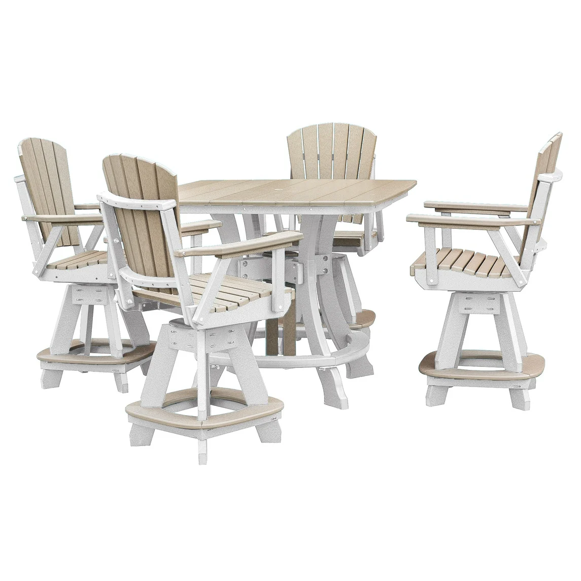 OS Home and Office Five Piece Square Counter Height Dining Set in Weatherwood on a White Base