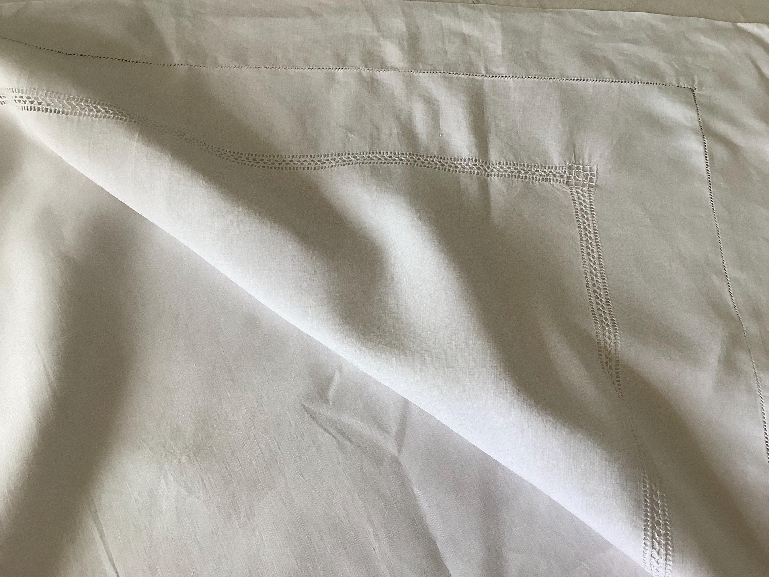 Lovely Simple Large French Pure Linen Pillow Sham Hand Needlework