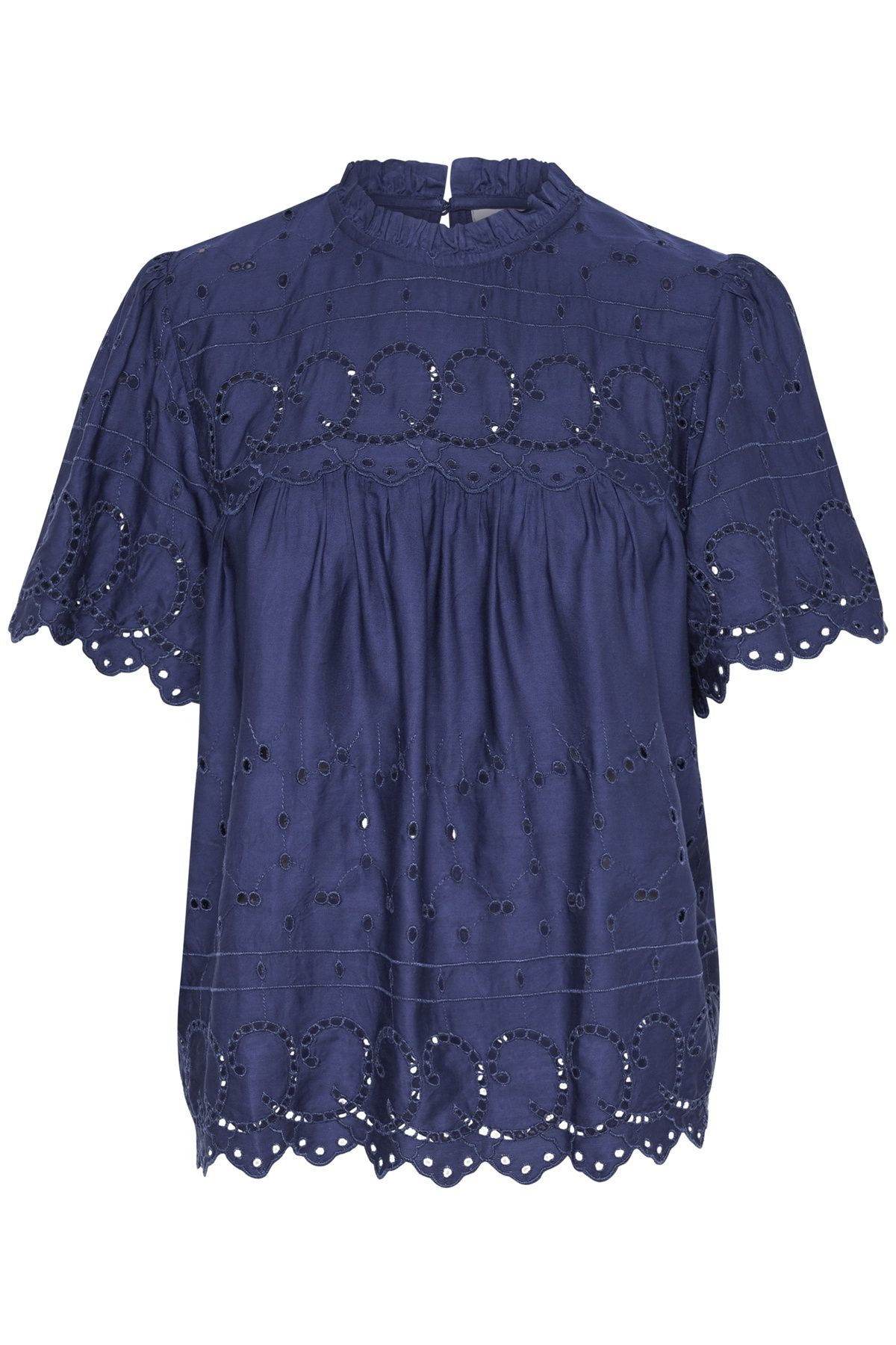 Saint Tropez IlseSZ Short Sleeve Eyelet Fabric Blouse