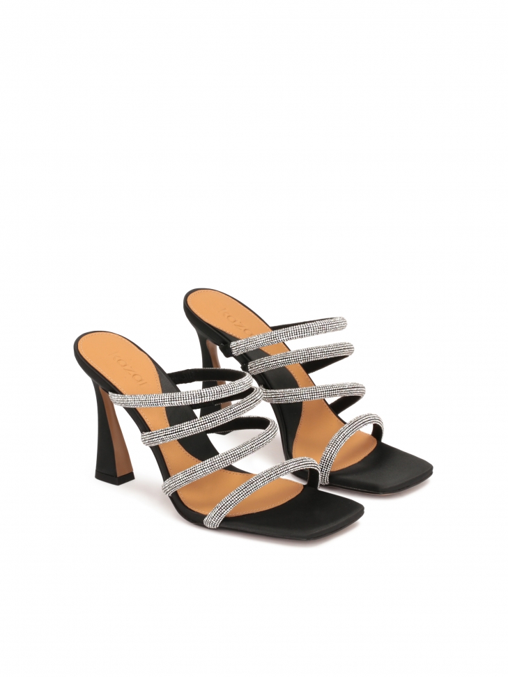 Mules on a heel decorated with cristals