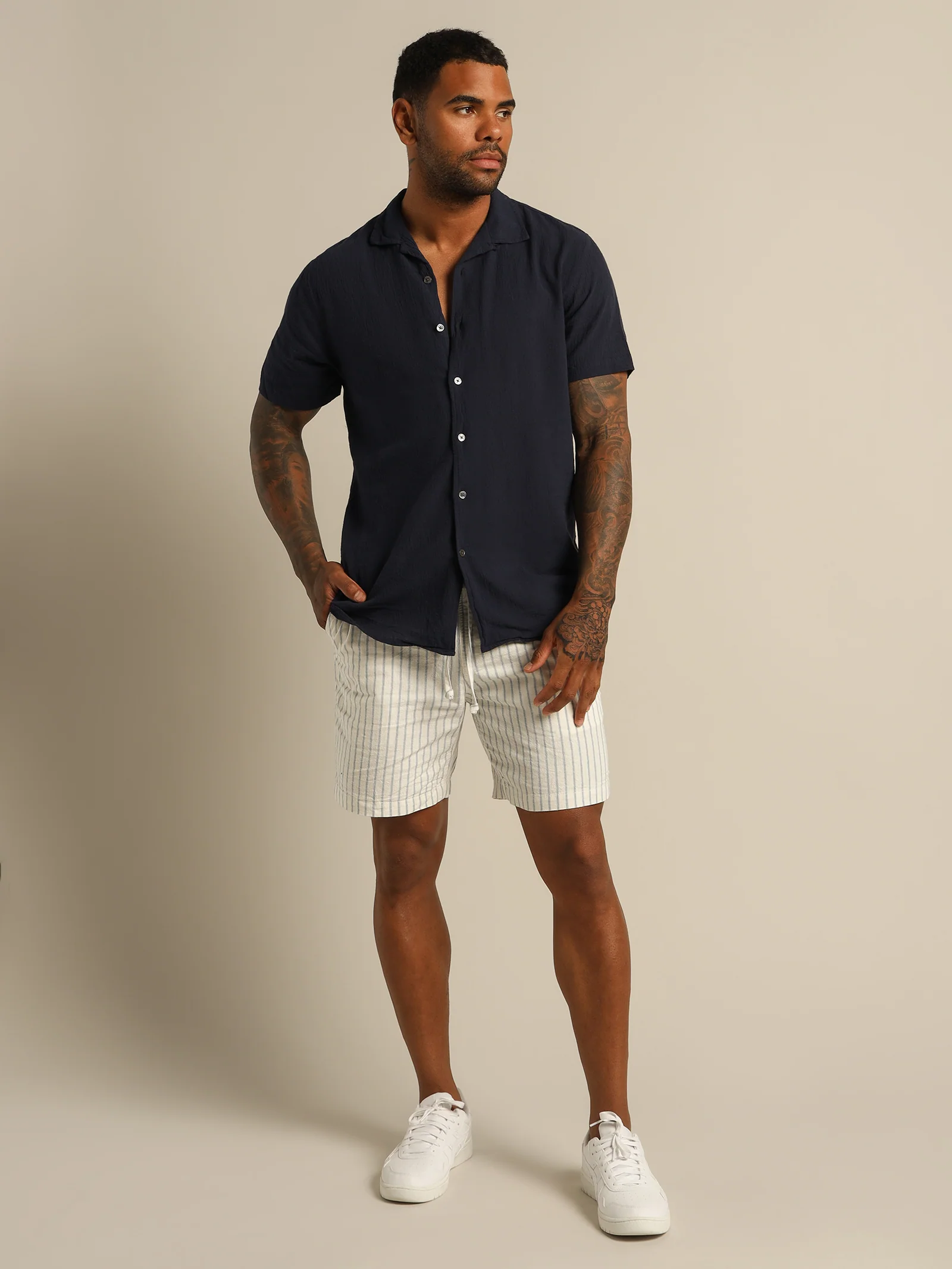 Riviera Linen Stripe Shorts