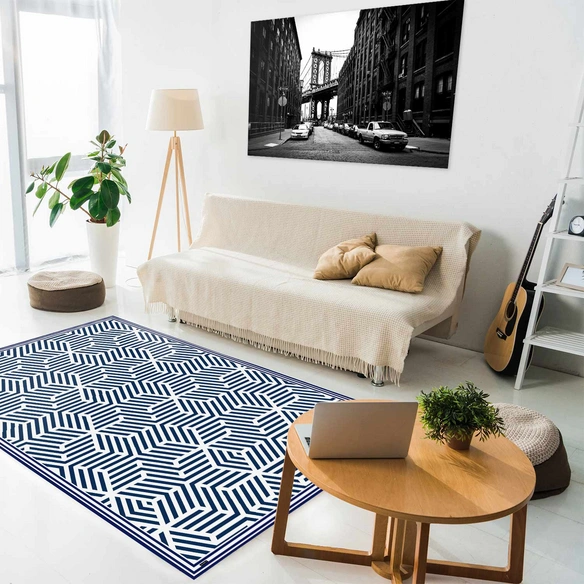 Vinyl Teppich »Svenson«, BxL:203 cm x 136 cm, blau|weiß