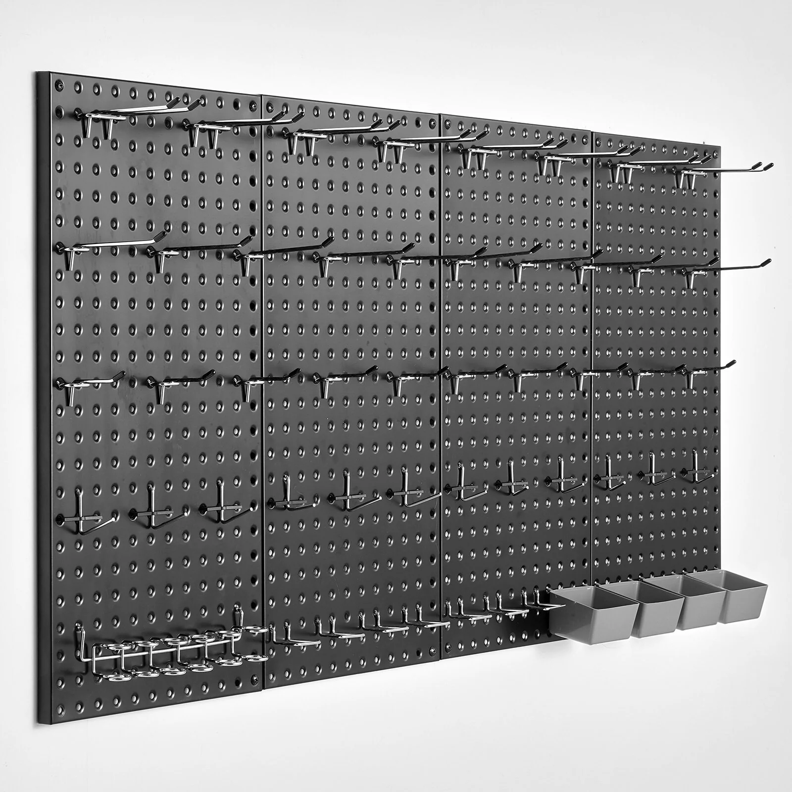 Black Steel Pegboard Panel, Wall Mount for Garage Tool Storage