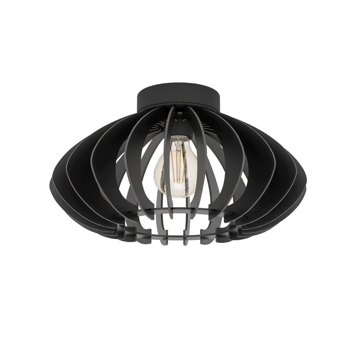 EGLO plafondlamp Cossano 3 - e27 - ø38 cm - hout - zwart