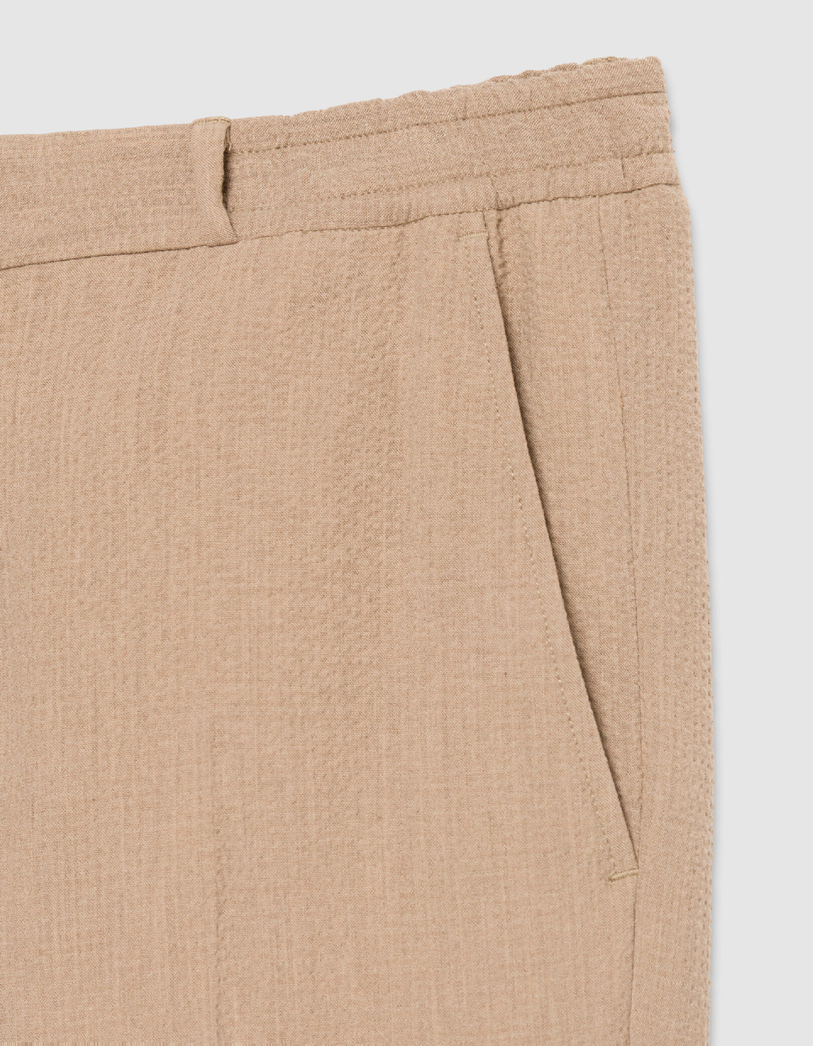 Pantalon de costume beige foncé seersucker Homme