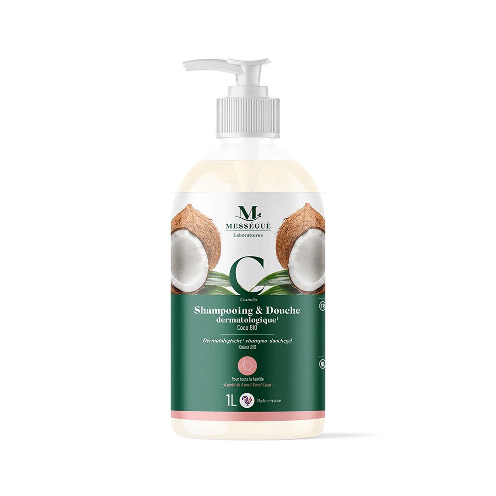 Shampoing et douche dermatologique coco bio Mességué 1L