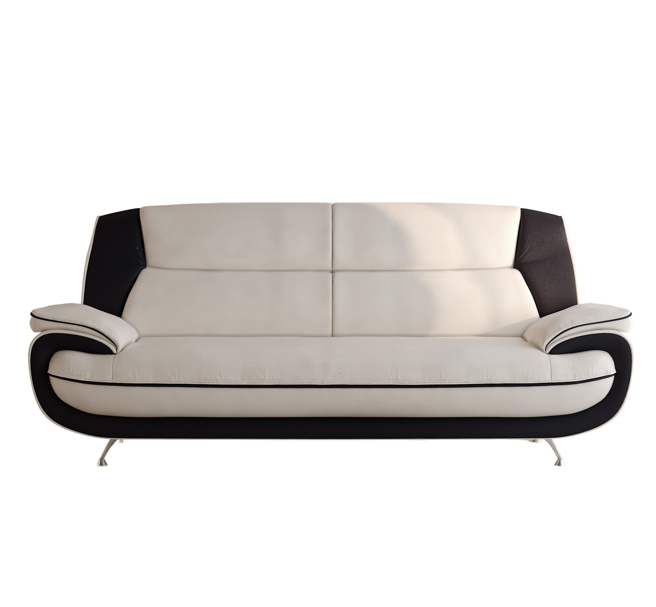 Sofa trzyosobowa, tkanina Soft, biało-czarna, Palermo