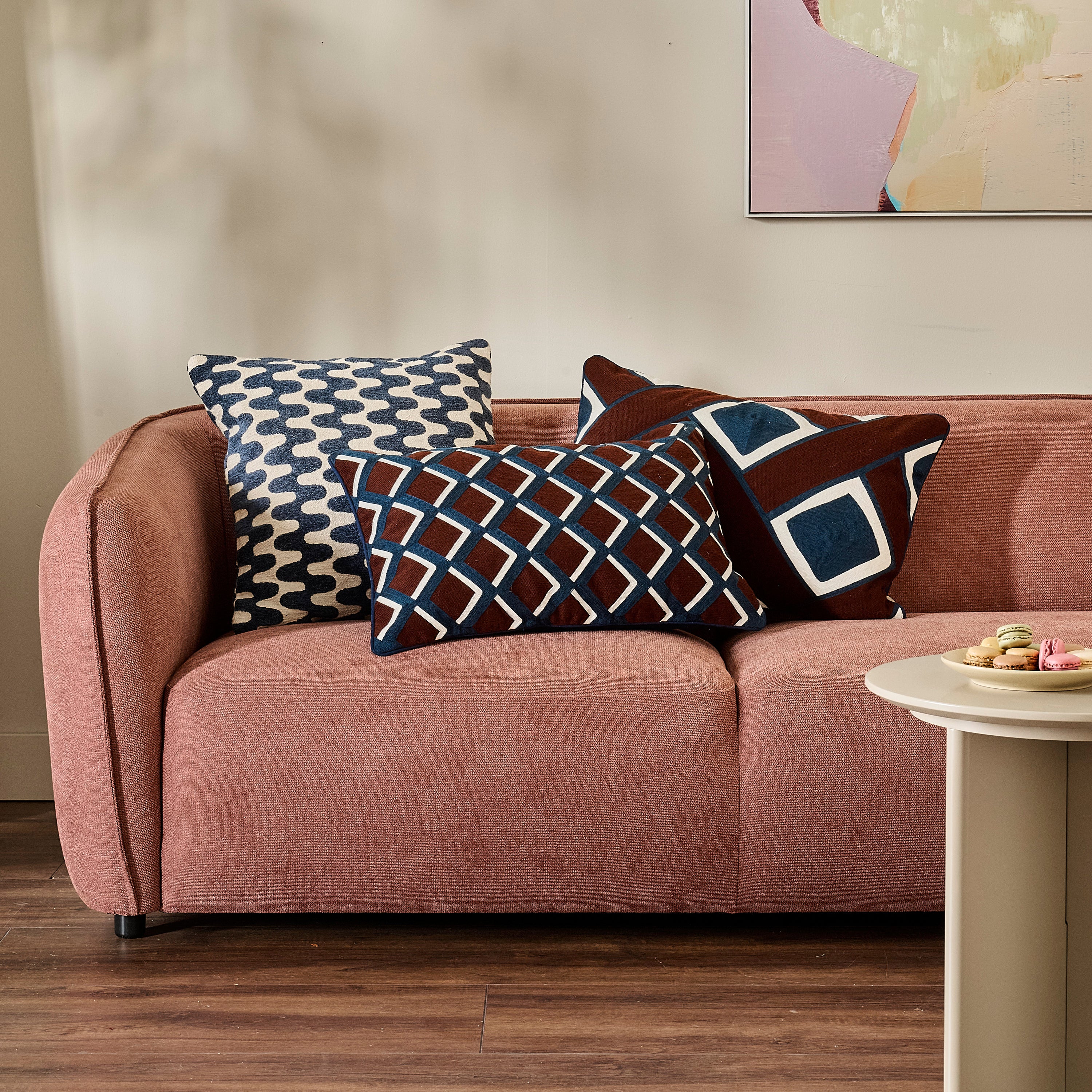 by fonQ Flint Sierkussen 40 x 60 cm - Bordeaux / Blauw