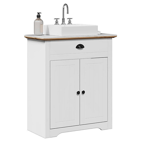 Armoire de lavabo de salle de bain BODO blanc marron 70x35x80cm vidaXL