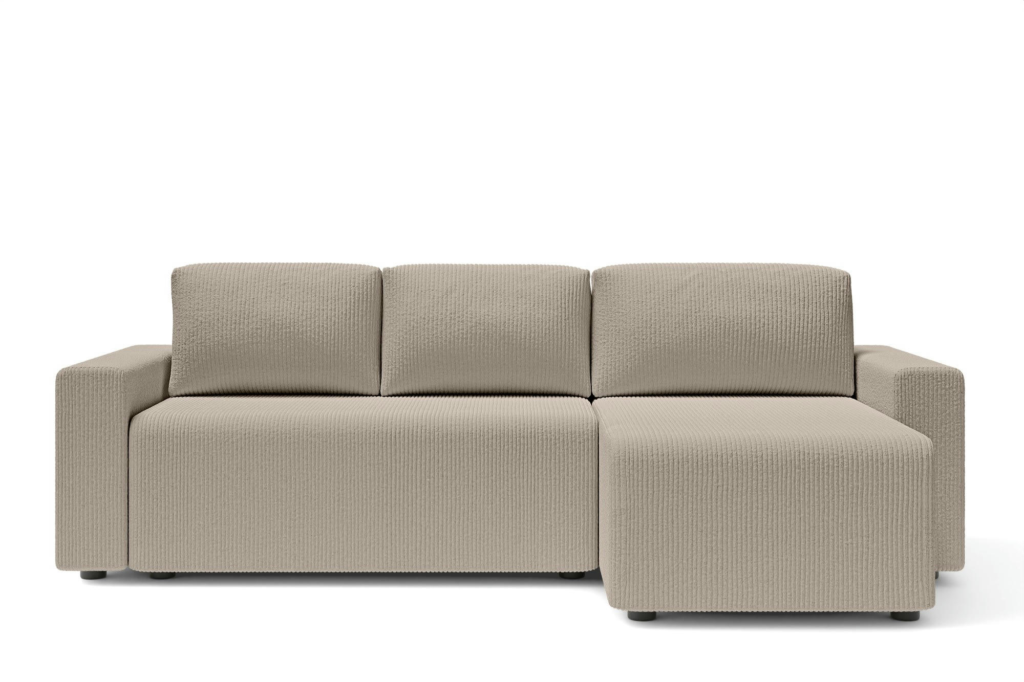 MAX - Canapé d'angle convertible en  4 places grège