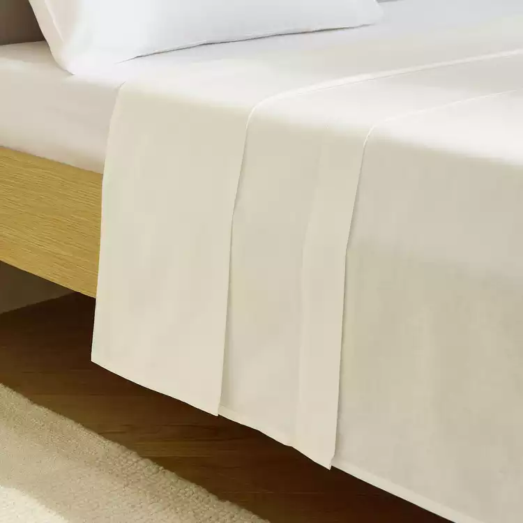 Habitat Cool Cotton Lyocell White Flat Sheet - Single