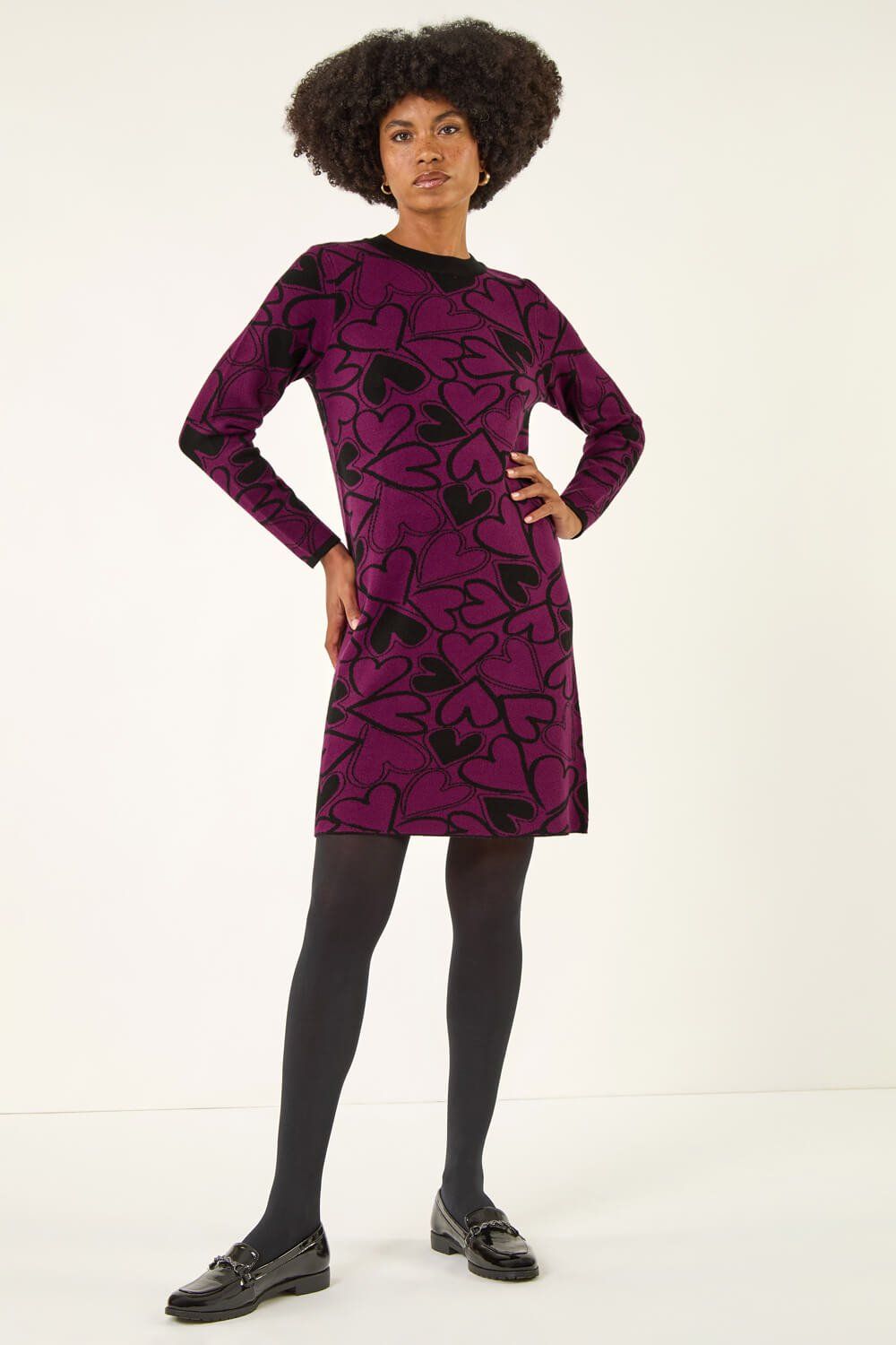 Roman Jacquard Heart Knit Dress
