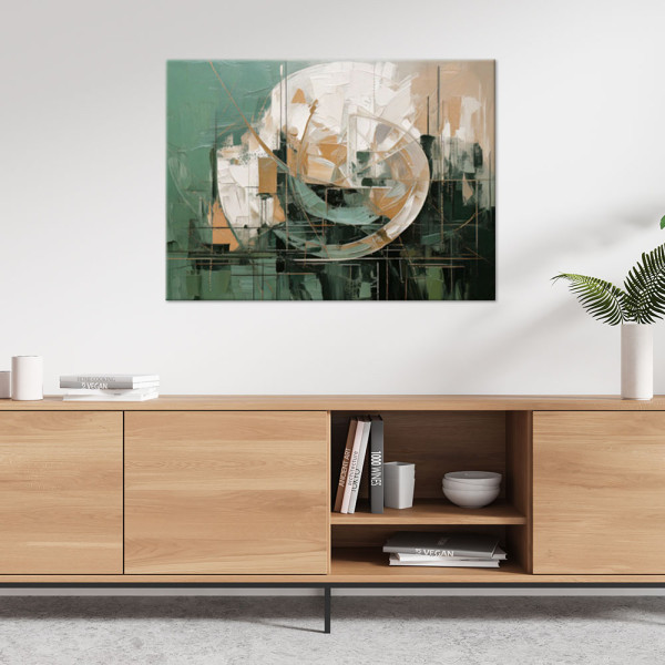 Feeby Obraz nowoczesny, Abstrakcja okrag zielony złoty beżowy 60x40