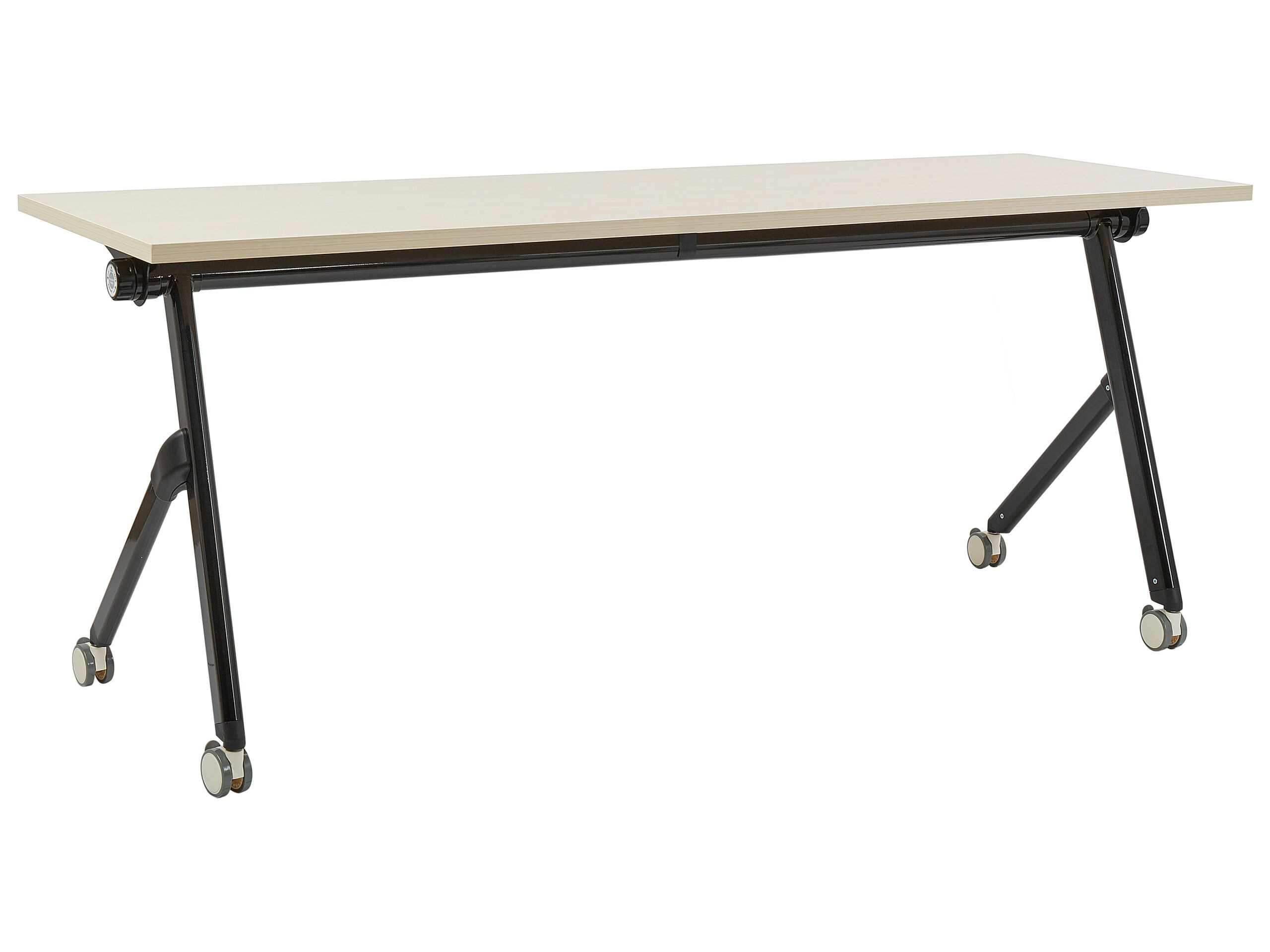 Biurko składane z kółkami 180 x 60 cm jasne drewno