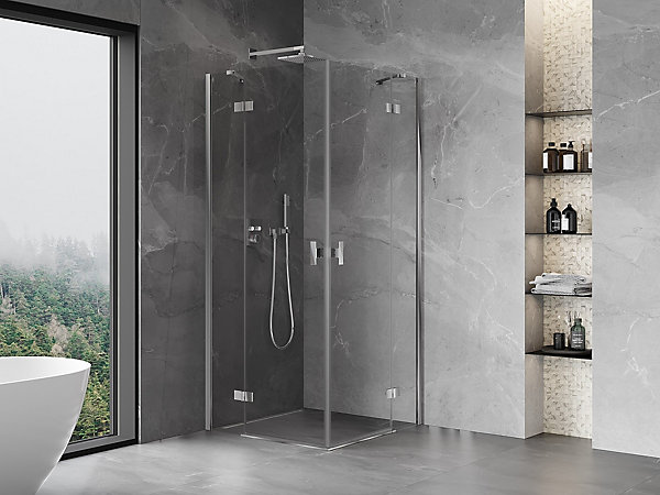 Mexen Mist-H Duo cabine de douche pivotante 100 x 100 cm, transparent, chromé - 8A5-100L-100P-01-00