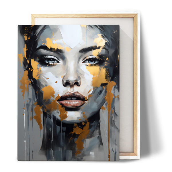 Obraz Do Salonu Złoty PORTRET Twarz Usta 20x30cm