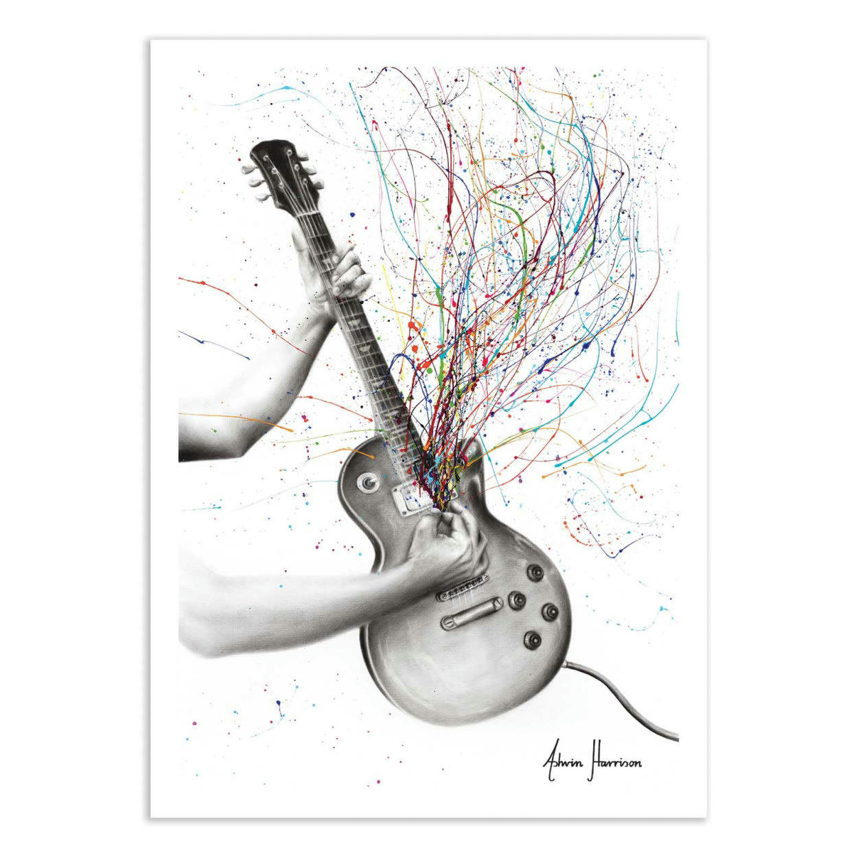 ASHVIN HARRISON - THE STAR GUITAR - ASHVIN HARRISON - Affiche d'art 50 x 70 cm