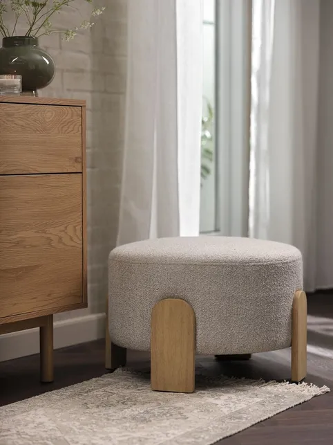 Puf DALAGER Ø56 beige stof