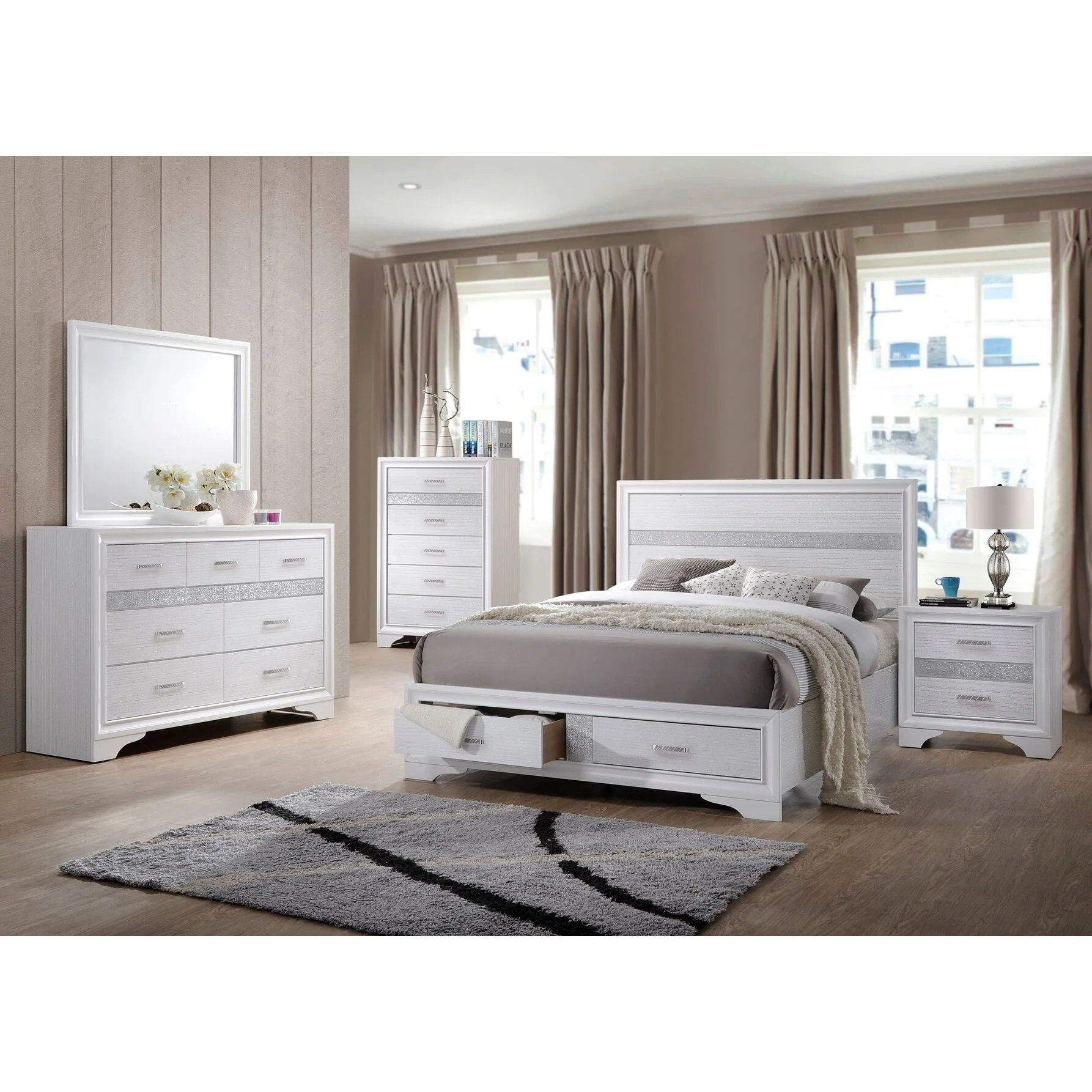 Miranda 4-piece Platform Storage Bedroom Set White