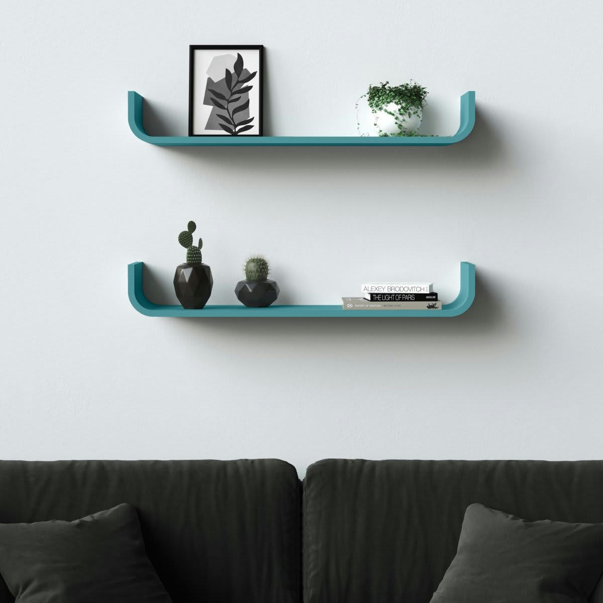 JULY - Étagère murale minimaliste 80cm en bois bleu