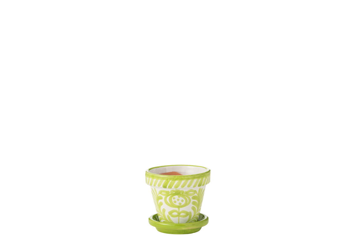 J-Line bloempot Granada Handmade   Painted - keramiek - groen - extra small - Ø 17 cm
