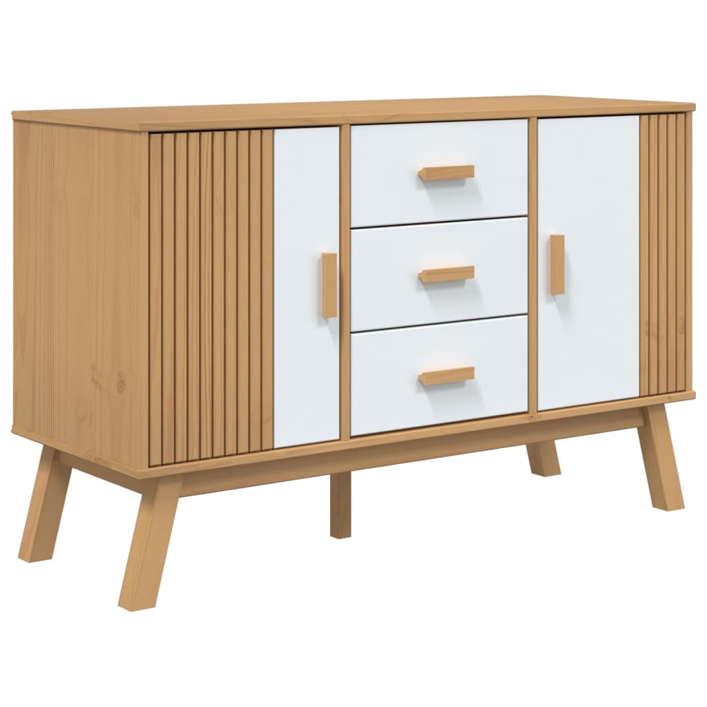 Szafka Regał Brązowa Biała z Drzwiami z Szufladami 114x43x73.5 cm