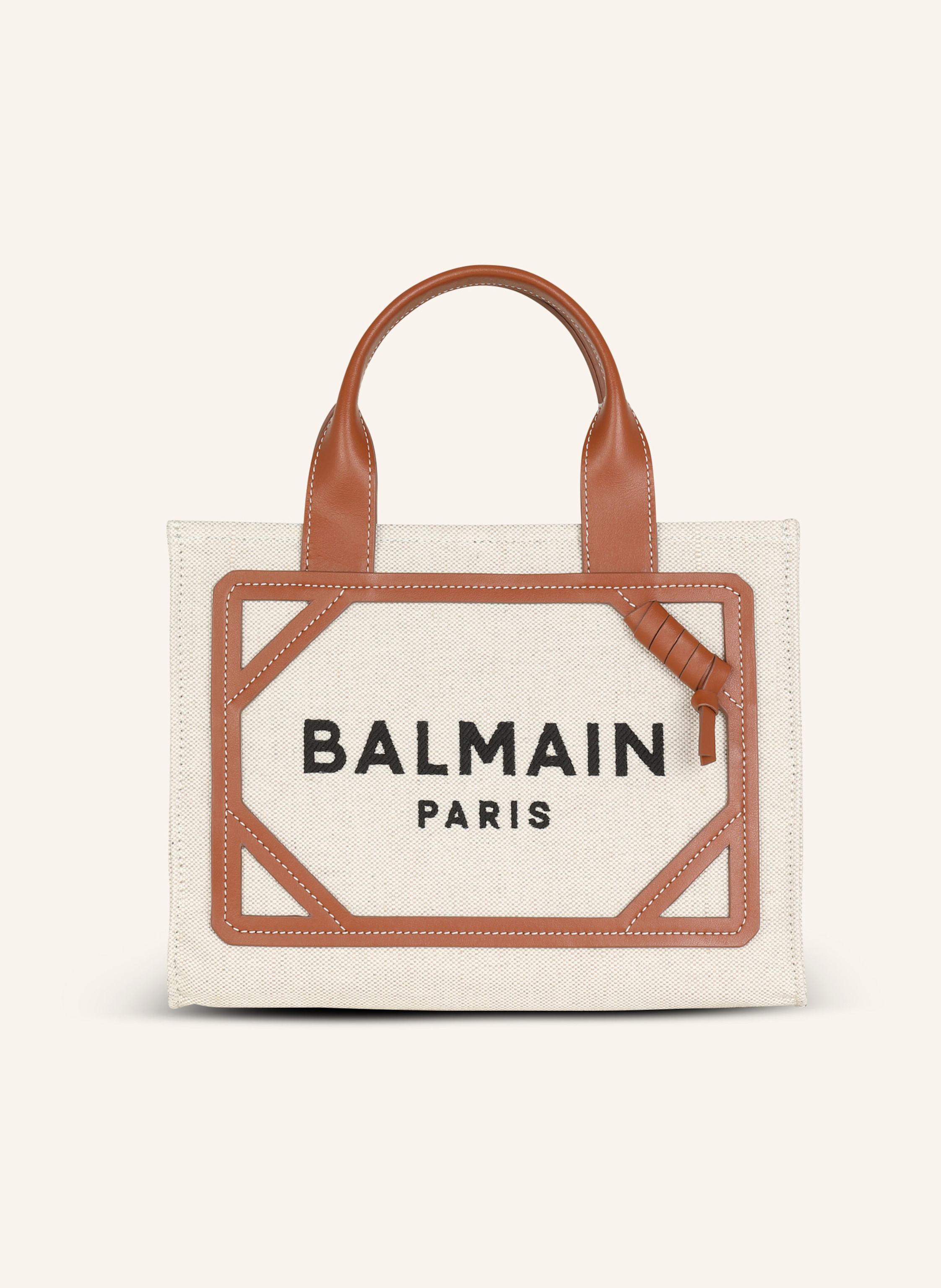 BALMAIN Kleiner Shopper B-Army aus Canvas mit Ledereinsätzen