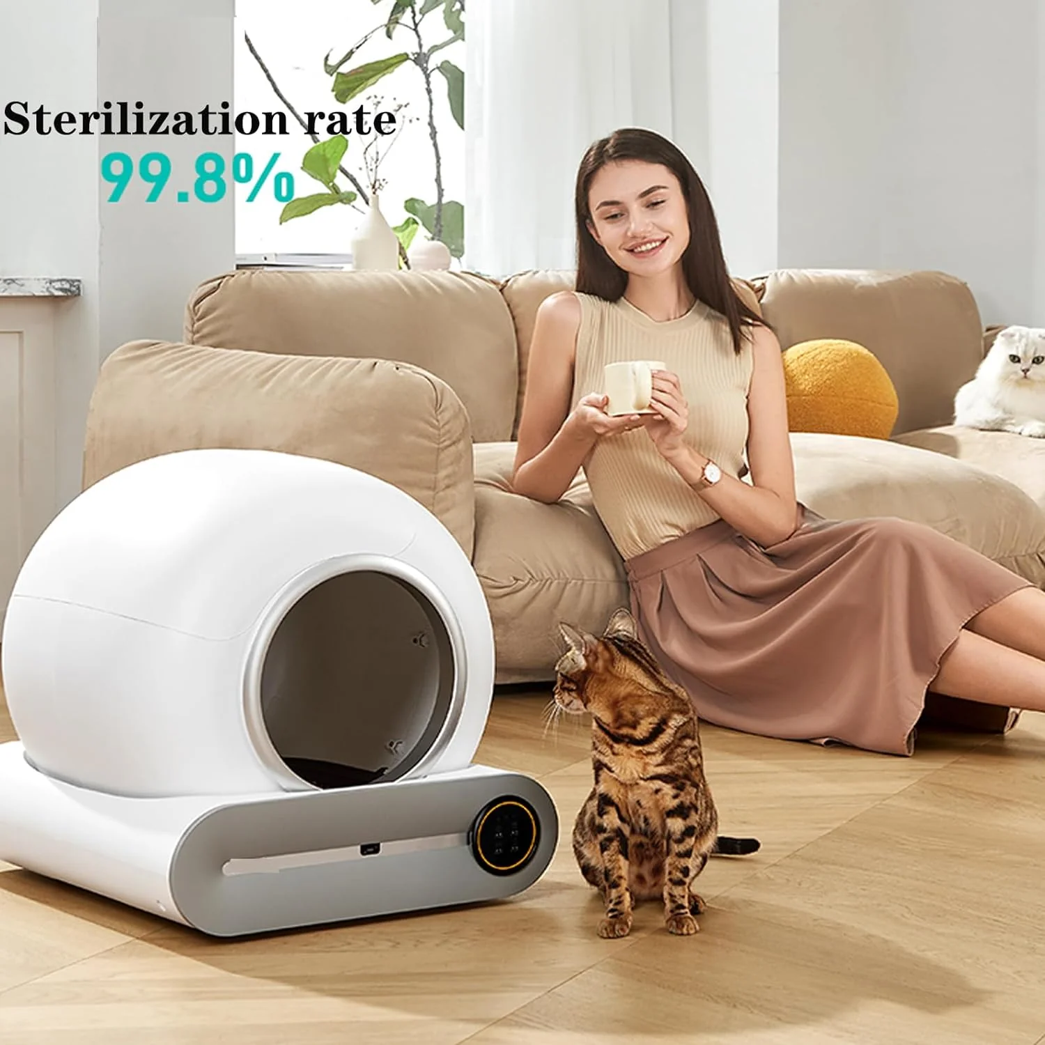 Self-Cleaning Cat Litter Box, Smart Cat Litter Cleaning Robot with APP Control, Automatic Cat Litter Box, Secure Alert/Health Monitor/Ionic Deodorizer/for Multiple Cats Updated(Bags)