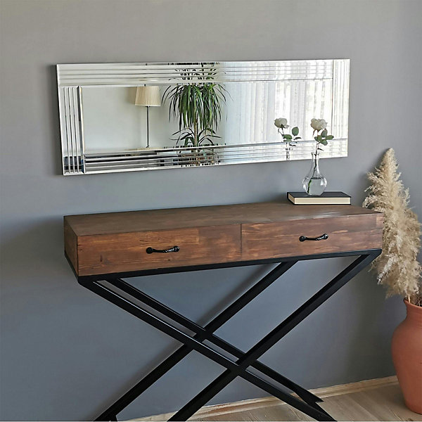 Miroir horizontal moderne chic cadre strié 120 cm CODY