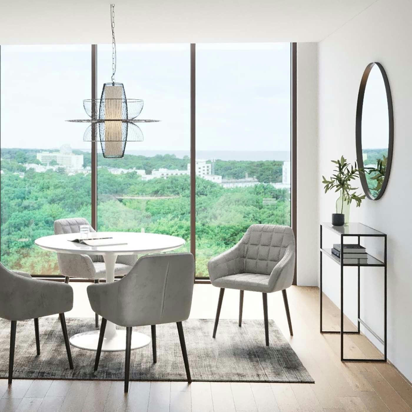 KIM - Chaise avec accoudoirs Kim velours gris Kare Design