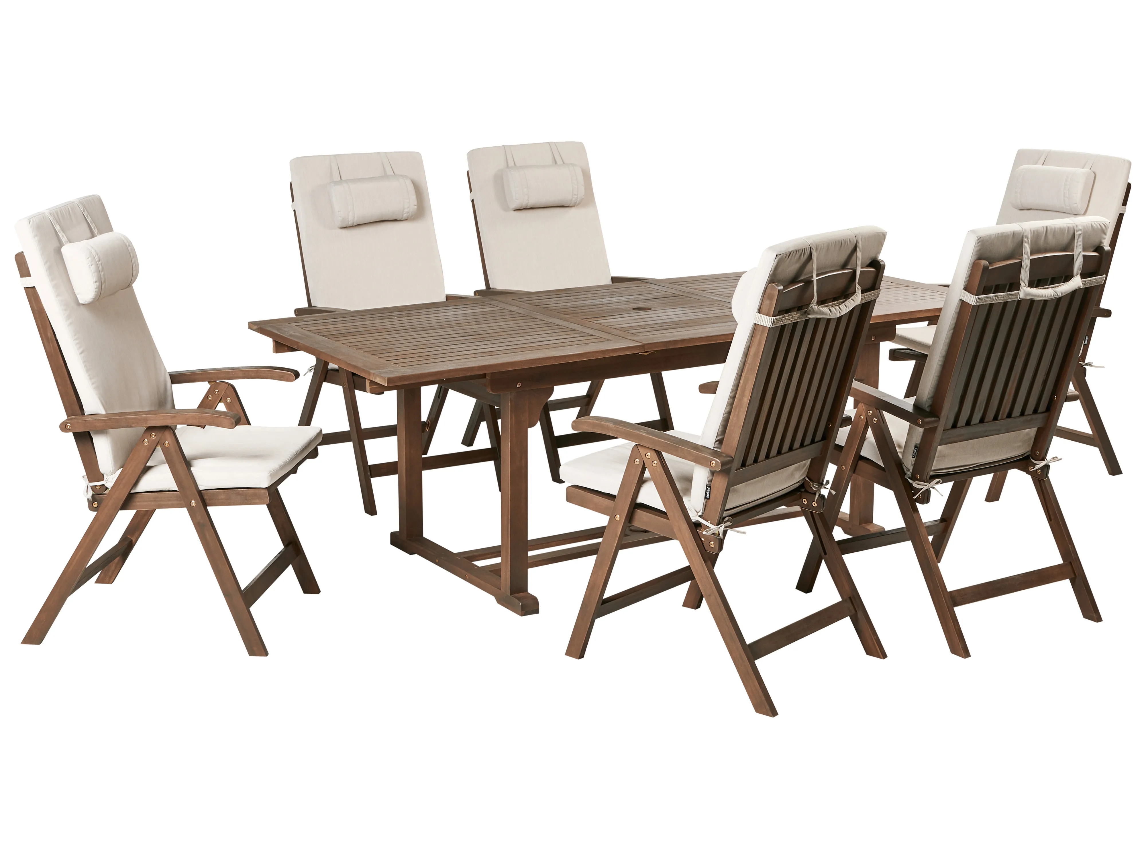Garden Dining Set 6 Seater AMANTEA PREMIUM Acacia Wood Light Beige