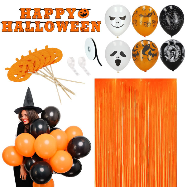 Ozdoby na Halloween zestaw balony girlanda kurtyna 38 el.